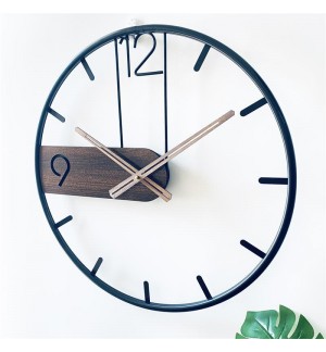 Nordic walnut simple iron wall clock