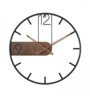 Nordic walnut simple iron wall clock