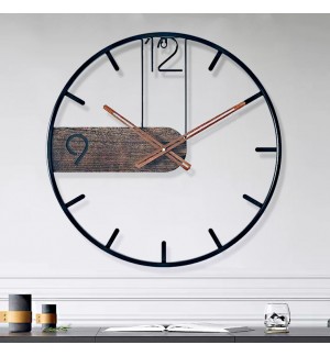 Nordic walnut simple iron wall clock