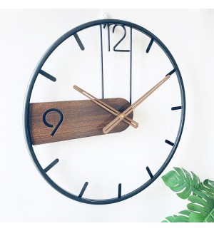 Nordic walnut simple iron wall clock