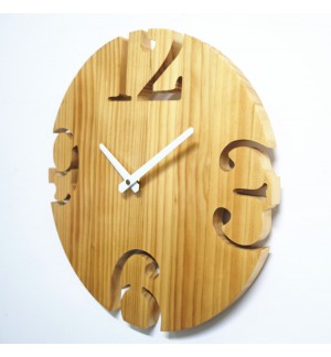 Simple solid wood clock pine wood wall clock