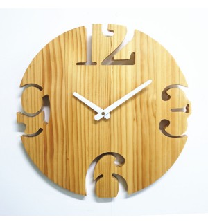 Simple solid wood clock pine wood wall clock