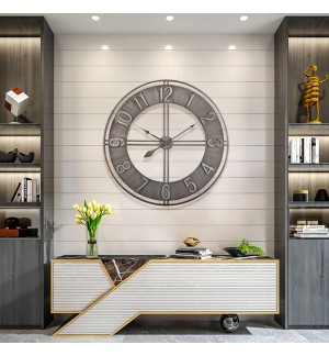 3D iron creative large wall clock