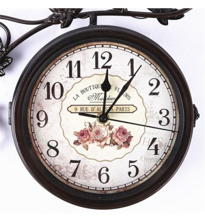 Outdoor pastoral bird double-sided wall clock