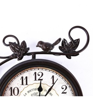 Outdoor pastoral bird double-sided wall clock